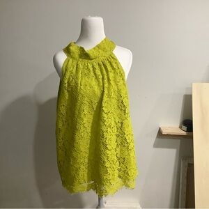 J CREW green lace halter bow tie top